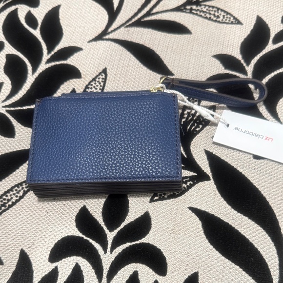 Liz Claiborne Navyy Blue Card Holder with Gold Initials - Picture 2 of 3